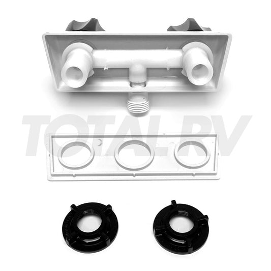 White Shower Faucet Diverter 4" w/ Smoke Handles | Total RV Supply