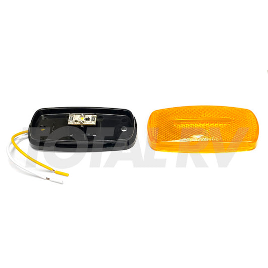 RV LED Clearance Marker Light Amber w/ Black Base 4" x 2" | Total RV Supply
