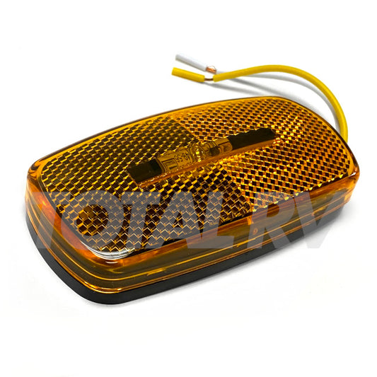 RV LED Clearance Marker Light Amber w/ Black Base 4" x 2" | Total RV Supply