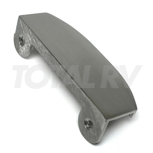 RV Cabinet Door Euro Handle in Brushed Satin Nickel 4" x 1.5" | Total RV Supply