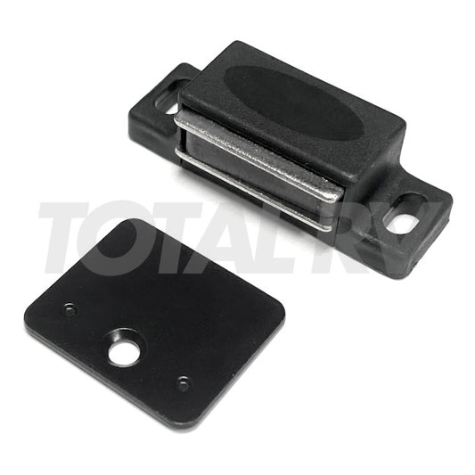 RV Black Magnetic Cabinet Door Catch with Striker Plate 12 lb. Capacity | Total RV Supply