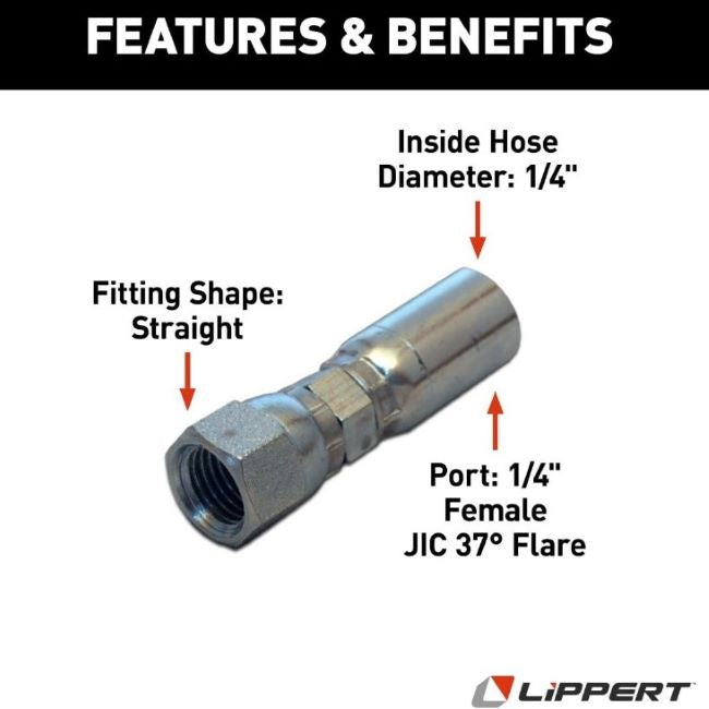 Lippert Hydraulic Hose End Fitting 138416 Crimp-On Coupling | Total RV Supply