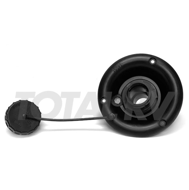 Fill Gravity Water Fill Dish Black 4.75" Diameter w/ Vent  | Total RV Supply