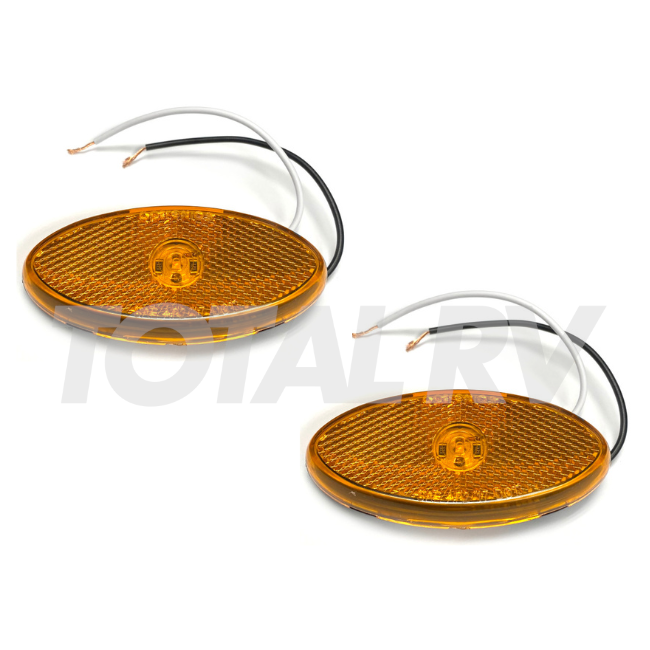 RV Amber Clearance Marker Oval Light w/ Gasket  | Total RV Supply