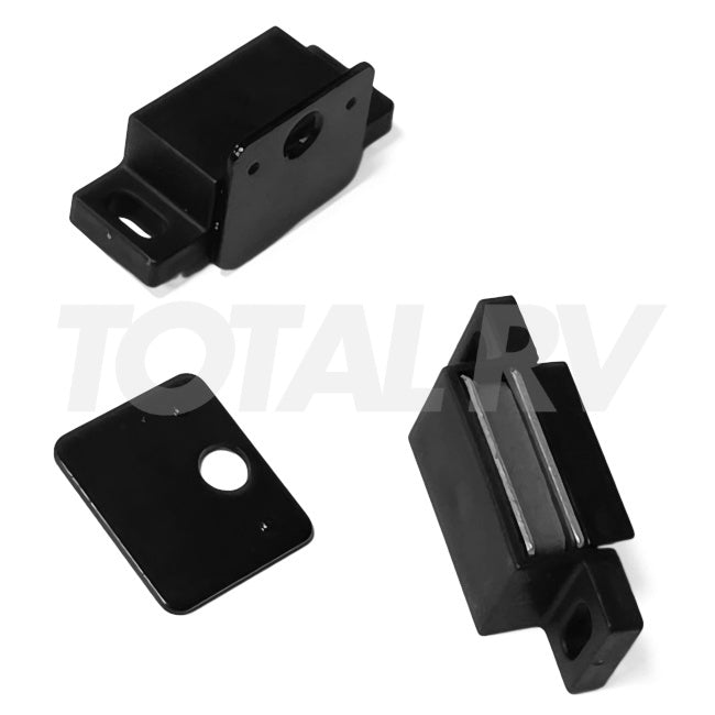 RV Black Magnetic Cabinet Door Catch with Striker Plate 12 lb. Capacity | Total RV Supply