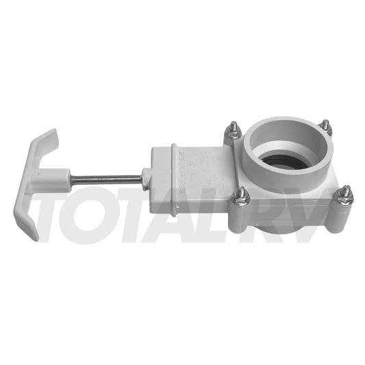 RV Sewer Waste Valve w/ Handle White 1-1/2" | Total RV Supply
