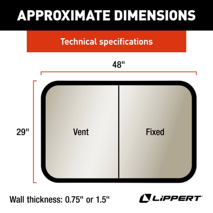 RV Window 48" x 29" 8800 Series Lippert V000358723 / 2025069041 | Total RV Supply