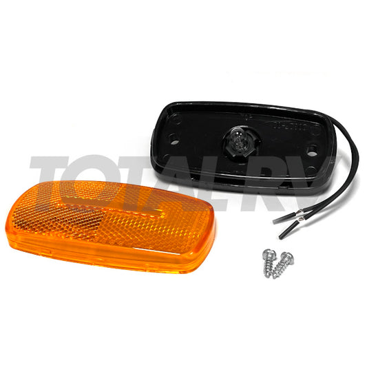 RV Amber Marker Light 4"x 2", Black Base, Incandescent 420067 | Total RV Supply