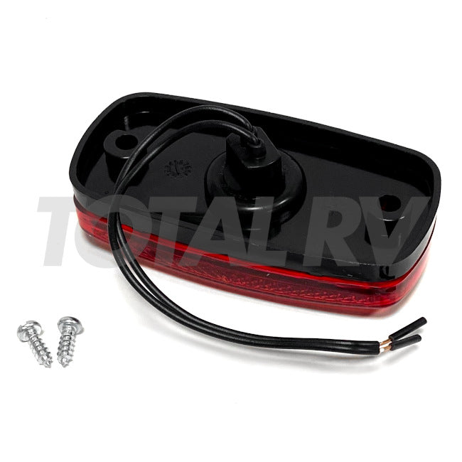 RV Red Marker Light 4"x 2", Black Base, Incandescent 420066 | Total RV Supply