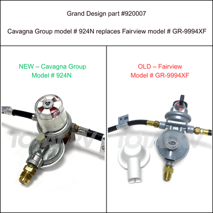 RV Cavagna Group LP-Gas Regulator 924N w/ Hoses (Replaces GR-9994XF) | Total RV Supply