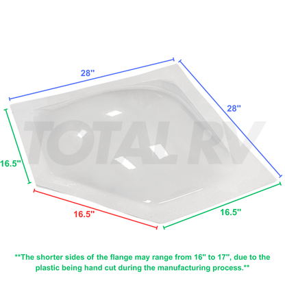 RV Neo Angle Skylight, Clear/Cracked Ice, 28" Flange | Total RV Supply